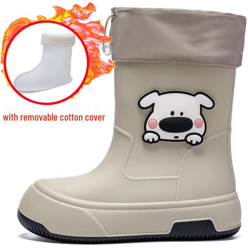 Damen Mid-Calf Wasserdichte Regenstiefel, Rutschfestes Gummi mit Baumwollfutter für Outdoor- und Küchengebrauch.