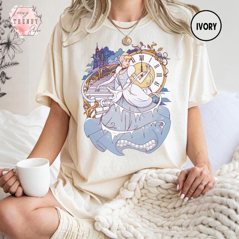 Cinderella Clock Tshirt Princess Tshirt Midnight Castle Fairy Tale Magic MoUnisext Tshirt Cute Gift for Fans