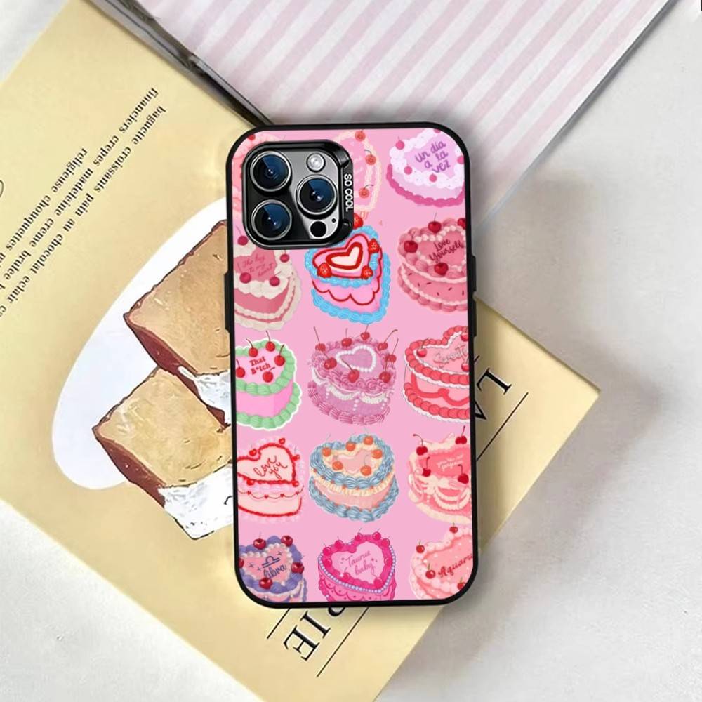 Cream Strawberry Cake Cute Phone Case For iPhone 17,16,15,14,13,12,11 Plus,Pro Max,XS,Colorful Silver Phone Case Funda Cover