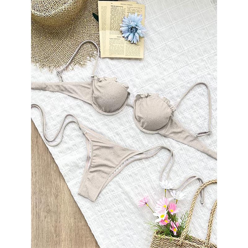 Bikini Push-Up Seksowne Stroje Kąpielowe Damskie Damska Bielizna Kąpielowa Mikro Zestaw Bikini Kostium Kąpielowy Stroje Kąpielowe Odzież Plażowa Koronkowy Bikinik