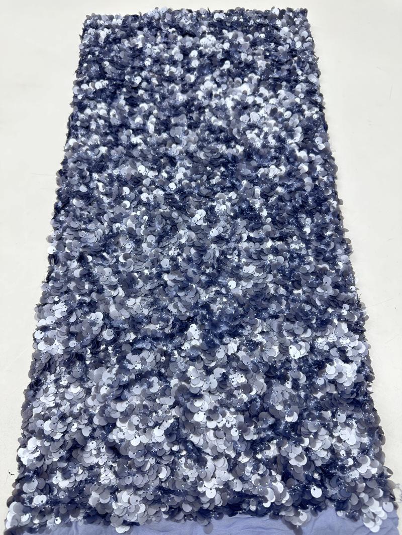 

5+7+9mm Sequins Lace Fabric Fashion Design Handmade Embrordered Net Lace with Full Sequin Fabric for Party Evening Dress Cloth 1Yard