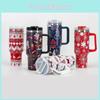 Meoky Creative 5d Christmas 40oz Cup Stainless Steel Vacuum Cups Straw With