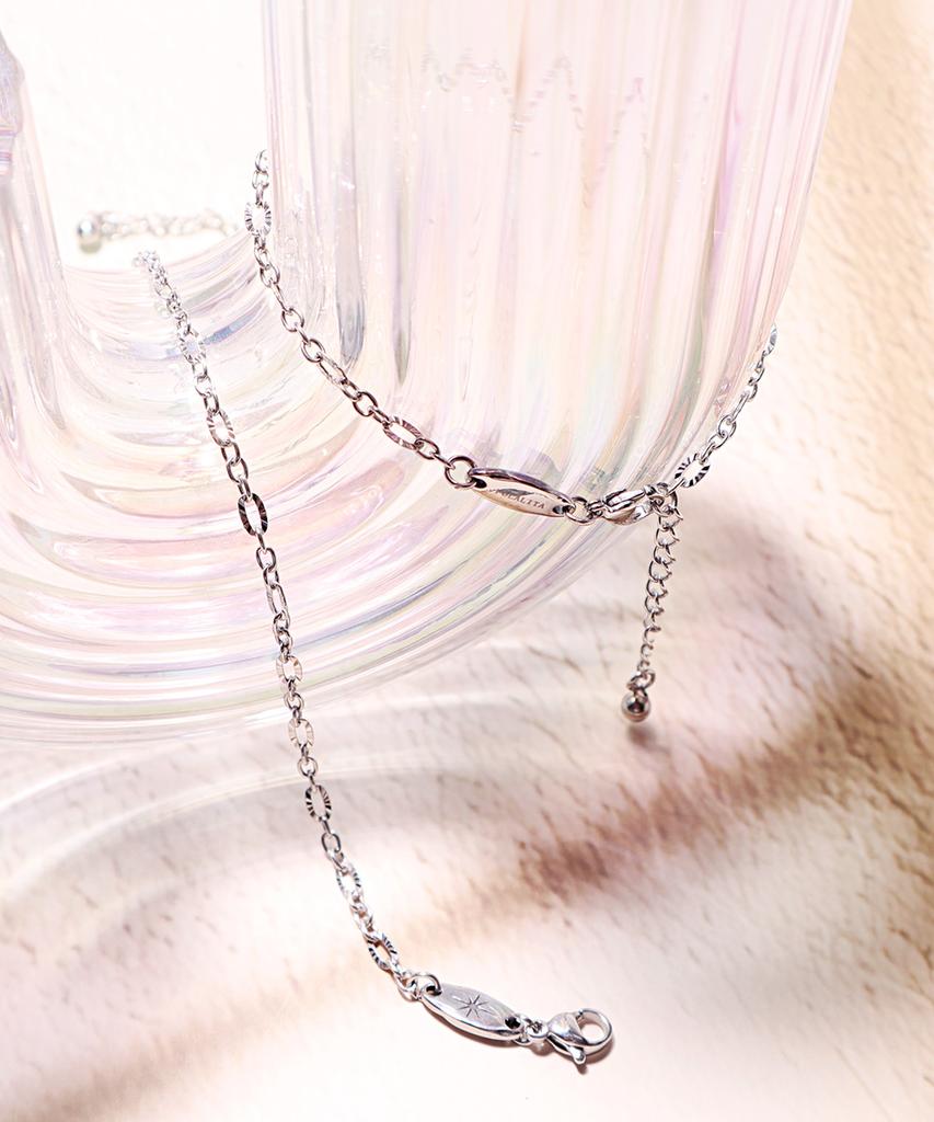 Polalita Flat Shining Slim Chain Anklet (Plt-Ak-014_Sv)