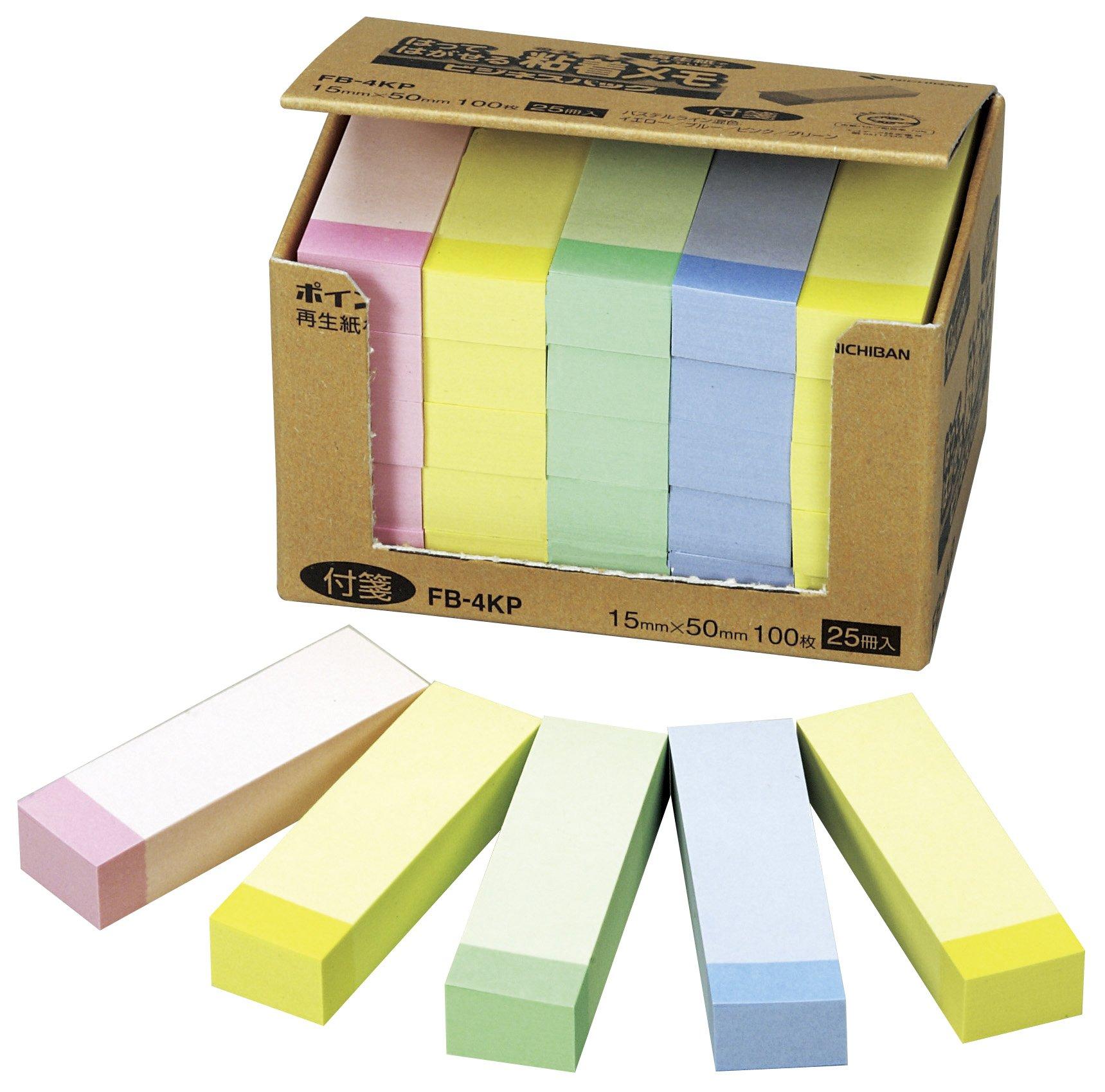 

Nichiban Sticky Point 15 x 50 100 sheets x 25 Assorted Colors Notes, Memo, mm, packs, FB-4KP,