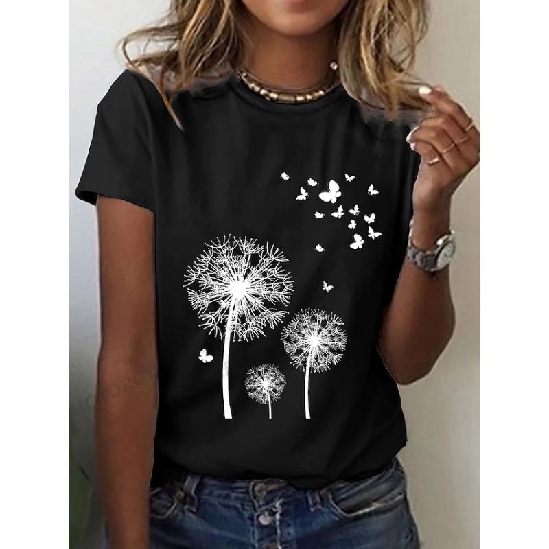 Dandelion 3d Print T-shirt Women Fashion T-shirts Floral T Shirt Harajuku Short Sleeve Tops Tees Fitness Breathable Girls Tshirt