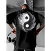 Grafik-T-Shirts Sommer Herren Yin Yang Aufdruck T-Shirt - Lässiges Regular Fit Sommer-T-Shirt, Asymmetrisches Design Rein
