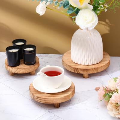 3 pezzi/set porta tazze da caffè in legno decorativo sgabello rotondo piedistallo vaso per fiori piante