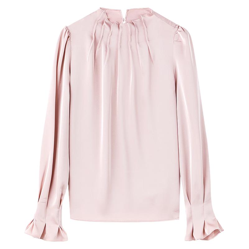 Elegant Pearl Button Lace Chiffon Blouse L