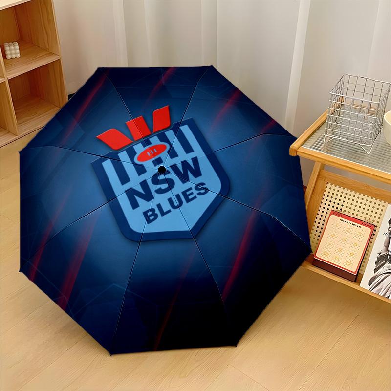 NSW Blues Print Auto 8?Ribs Folding Umbrella Wind Resistant Lightweight Automatic Umbrella For Daily Travel