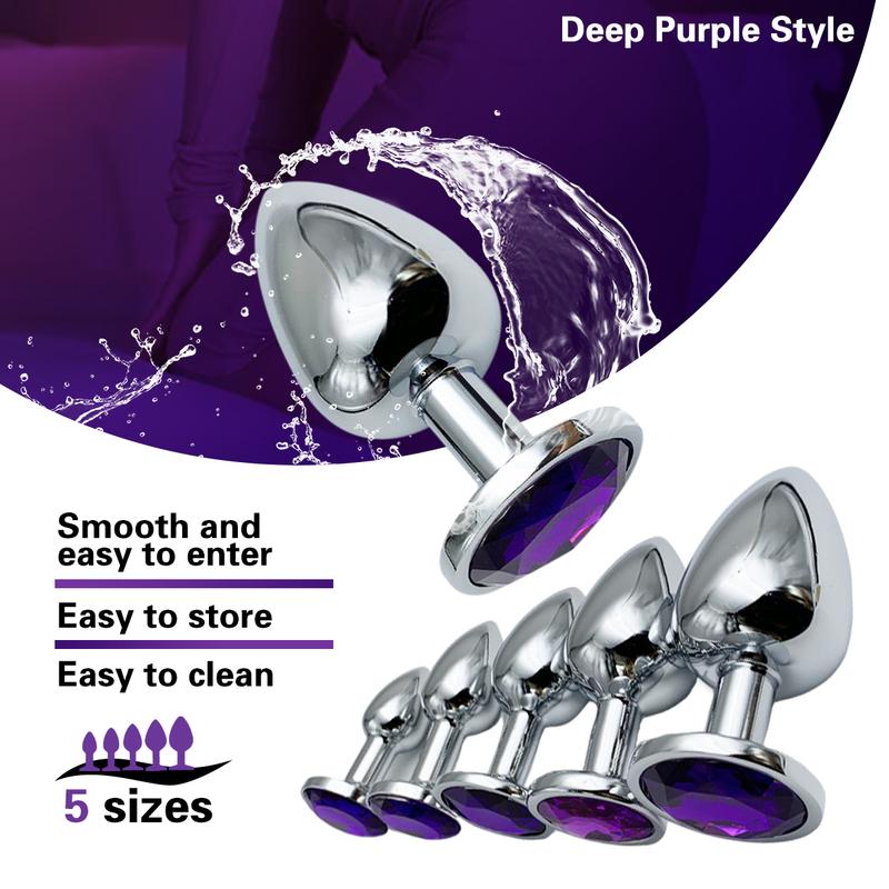 Gioiello Plug Anale in Metallo Base da Principiante a Esperto 5 Misure Butt Plug, Giocattoli per Adulti Coda Dildo Femminile/Maschile Giocattoli Sessuali Coppie Gioco per Adulti