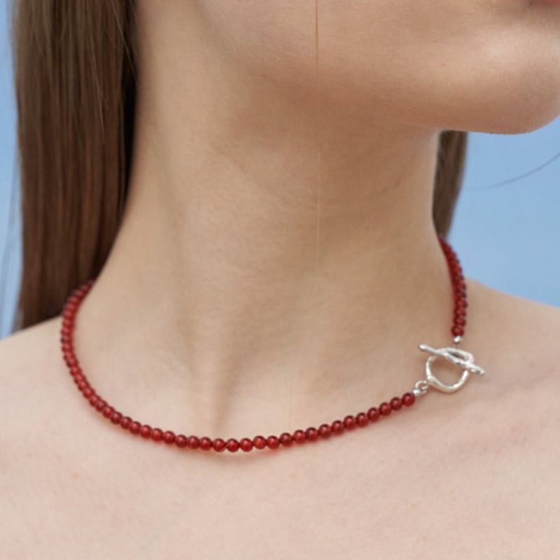 cotoit Cherry Red Jade Necklace (4mm)