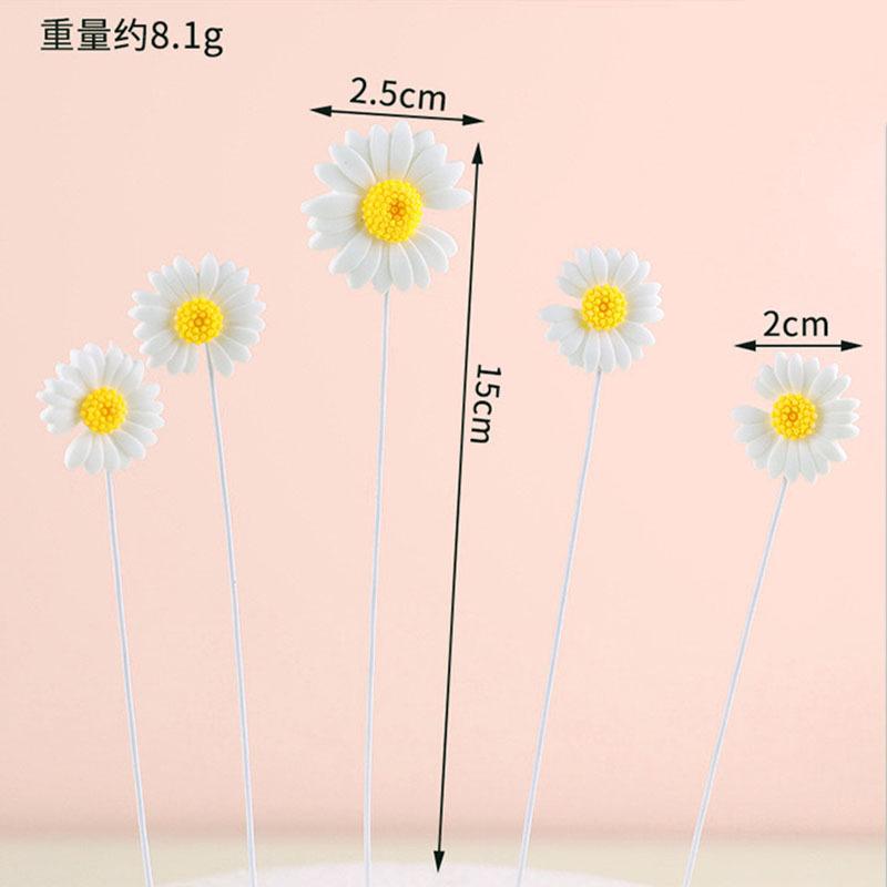 5Pcs/Set Wildflower Daisy Cake Decorations Daisy Flower Cake Topper For For Wedding Birthday Party Baby Shower