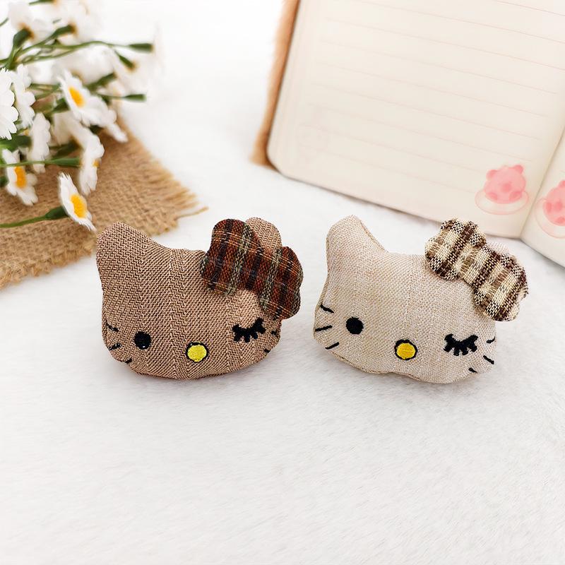 Adorable Cartoon Kitten Bow DIY Brooch & Hair Accessories for Kids' Clothing, Shoes, and Socks
