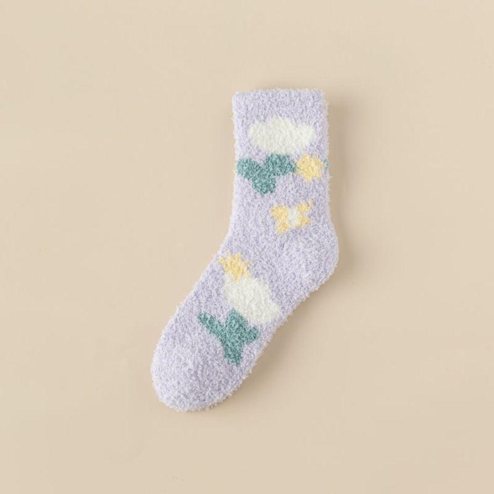 Warm Cotton Socks Winter Floor Socks Sleep Socks Coral Velvet Socks  Women