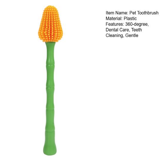 Pet Toothbrush 360-Degree Pet Toothbrush for Small Large Dogs And Cats Bamboo Shape Soft Teeth Cleaning Brush for Dental Care