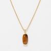 Simple Temperament Versatile Brass Plated 18K Real Gold Chain Green Dongling Tiger'S Eye Stone Pendant Collarbone Chain Sweater Chain Women