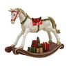 Hand-painted Rocking Horse Statue Vintage Wooden Horse Figurine Resin Pony Sculpture Home Office Desktop Decoration Ornament