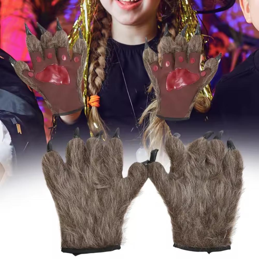 

1 Pair Realistic Werewolf Paws Mitten Fluffy Gorilla Gloves Halloween Wolf Gloves Stage Makeup Wolf Gloves