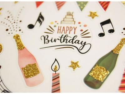 Stickers - GLOBAL GIFT - Happy Birthday - Multicoloured - Exclusive Design - 17 X 15 Cm