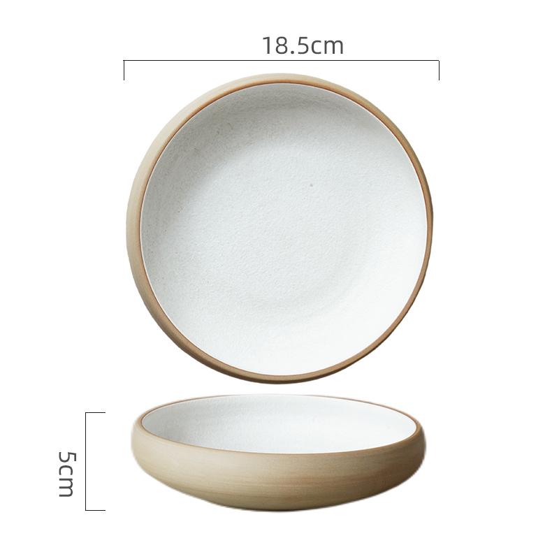 Round Ceramic Fruit Salad Plate Soup Basin 7 Inch Ramen Bowl Home Kitchen Retro Tableware Cooking Plate Snack Bread Dessert Bowl