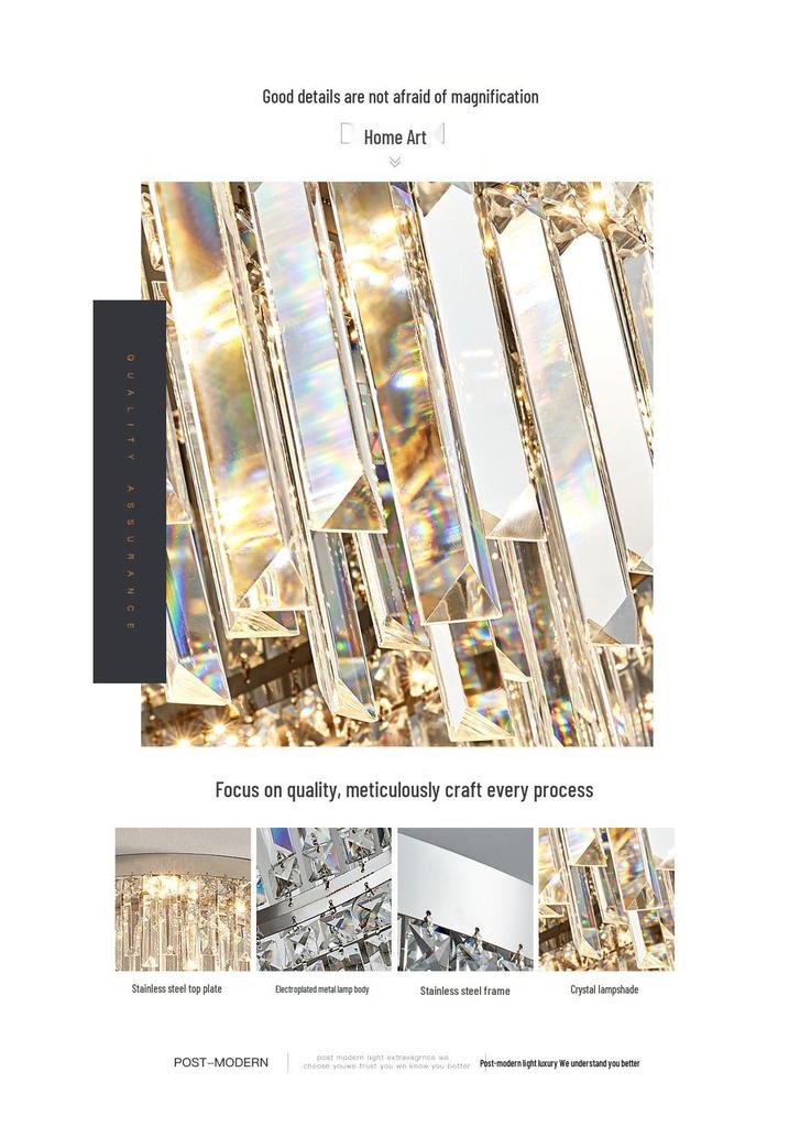 Luxury LED Crystal Ceiling Light: Round & Rectangular Dimmable Pendant for Living Room, Dining Room, Bedroom, Hall.
