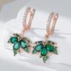 Oryginalny Design Błyszczące Zielone Naturalne Cyrkony Kolczyki Liść Klonu Dla Kobiet Moda Kolor Różowego Złota Codzienna Delikatna Biżuteria