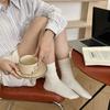 White Pile Pile Socks - Spring and Autumn Fine Combed Cotton Moisture-wicking Ladies' Socks, Trendy Mid-calf Socks, Cream-colored Socks