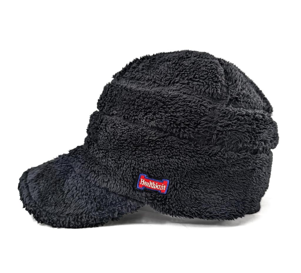HealthKnit Boa Balloon and Stylish Free 80 Cap, Fluffy, Warm, (JP, Alphabet, Size, Black)