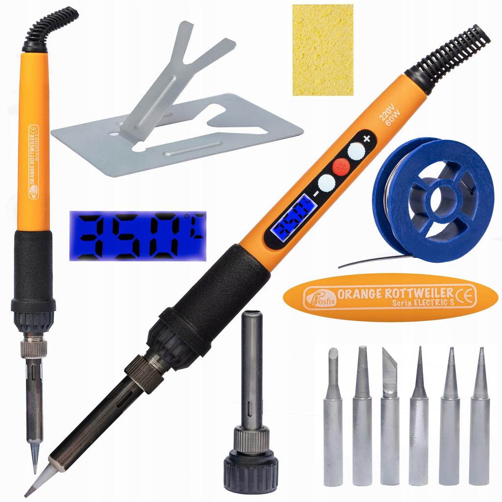 Rosfix Precision Soldering Iron Set with Display Rosfix Orange Rottweiler Electric S Series + 30 Wood Burning Elements