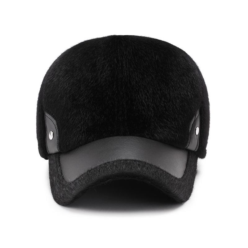 Winter Middle-Aged And Elderly Cap Hat Men'S Fashion Outdoor Baseball Cap Imitation Mink Thickened Thermal Ear Cap