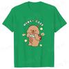 Modische Capybara Trage Rucksack Druck T-Shirt Lässig Kurzarm Grafik T-Shirt Unisex Locker Harajuku Shirt Honey Baby Oberteile