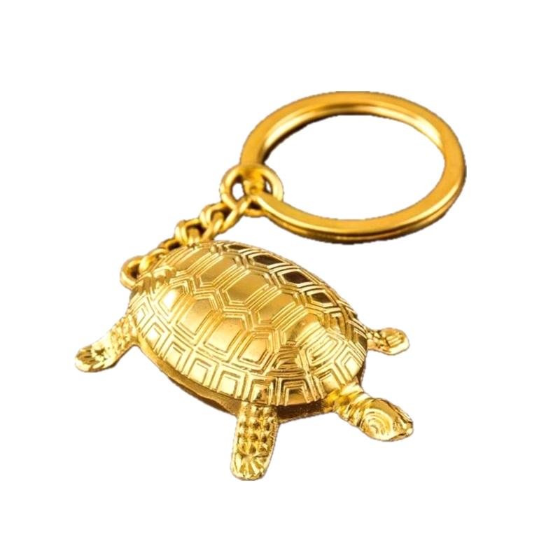 Money Turtle Keychain Lucky Alloy Keyring Wealth Attracting Golden Tortoise Key Chain Decorative Solid Color Metal Key Pendant