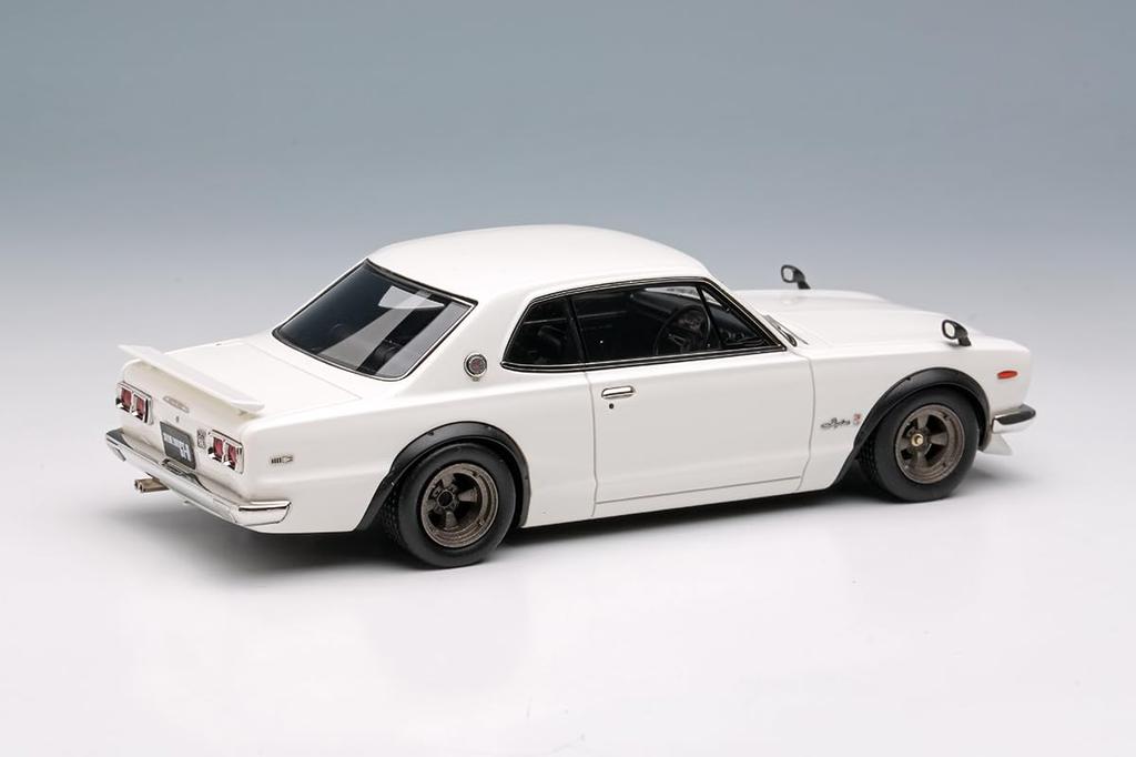 Makeup Vision Scale Nissan Skyline 2000 1971 with Spoiler Finished Model VM244B 1/43 GT-R (KPGC10) (Works Wheels) White,