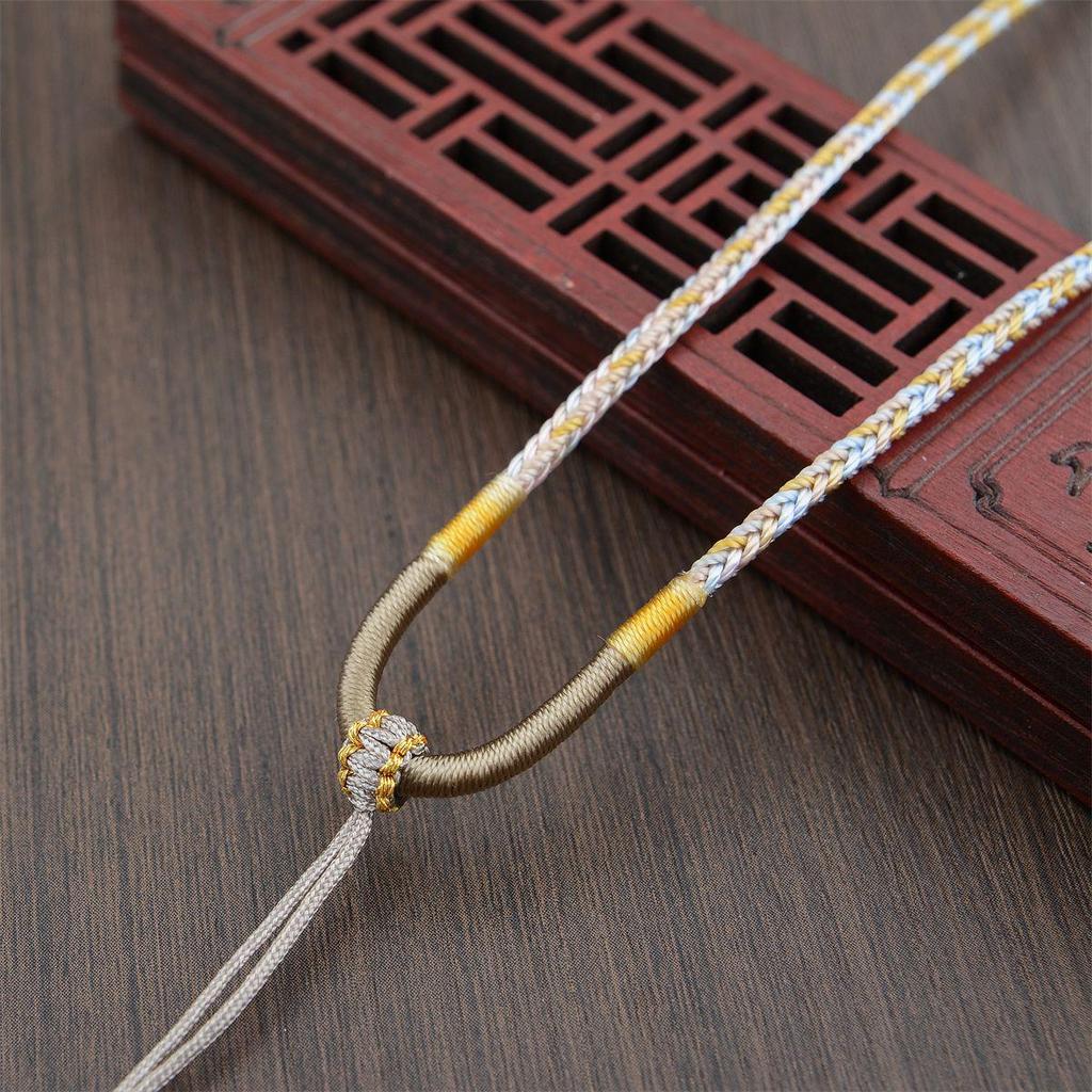 Hand-Woven Gradient Eight-Strand Necklace Cord for Jade and Agate Amulet Pendants