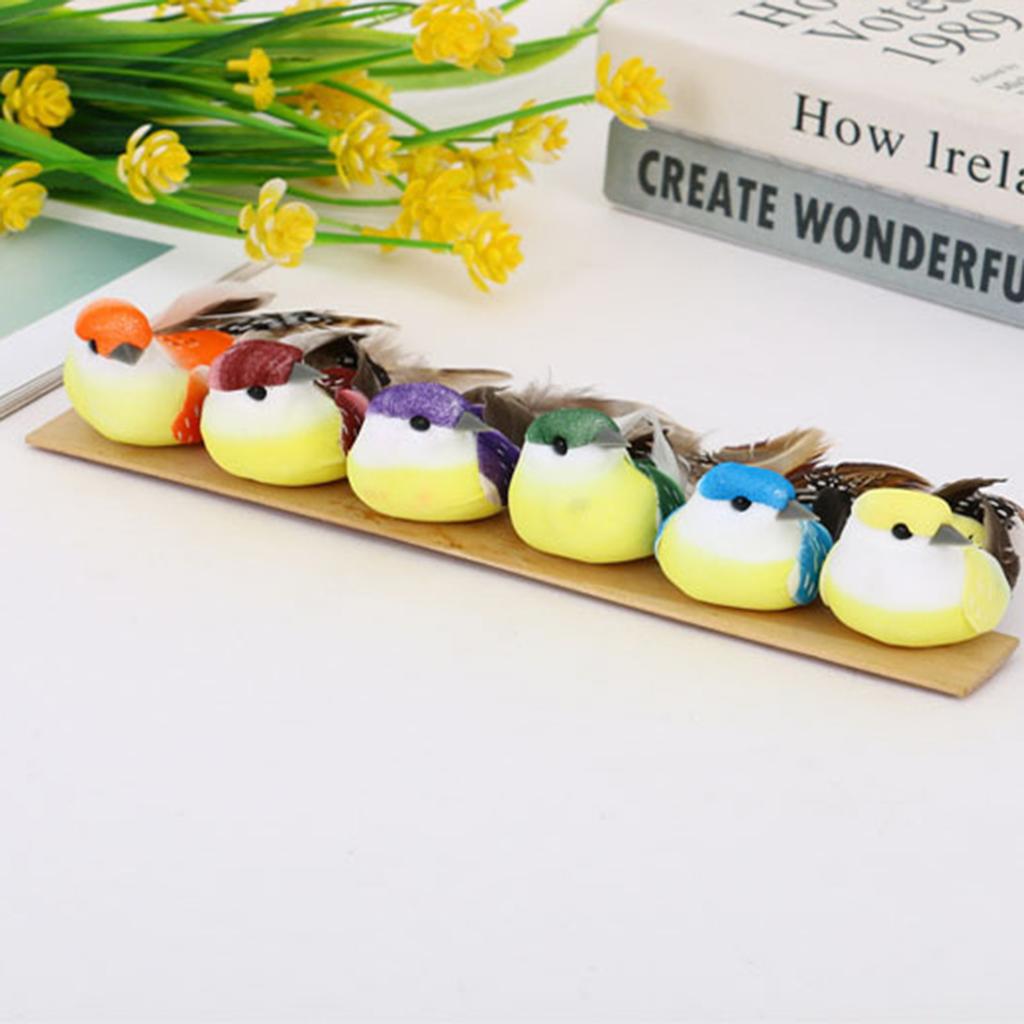 12PCS Fake Birds with Clips for Garden Decor Home Wedding Photography Props Realistic Foam Feather Craft Birds