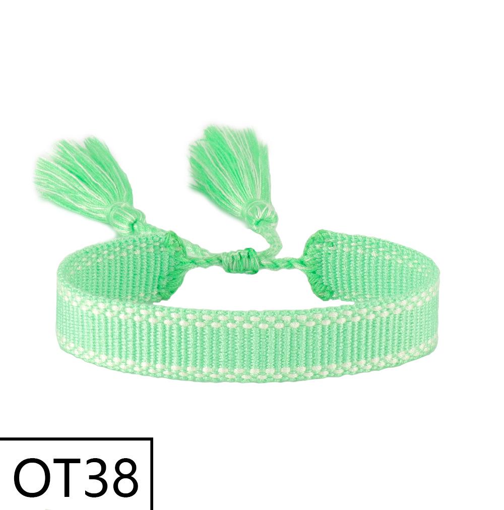 European & American Style Woven Bracelet - Solid Color, 1.3cm, Handmade Tassel, Fashionable Polyester Hand Rope for Women