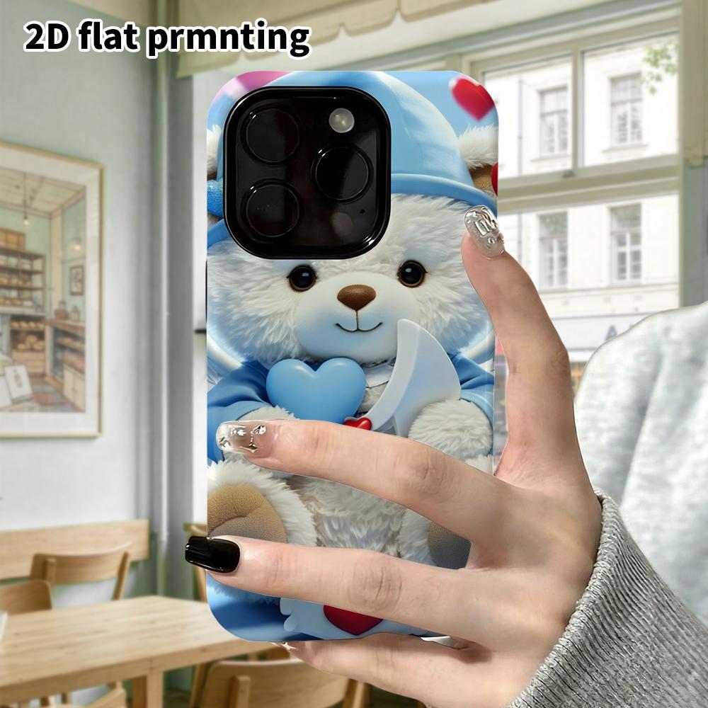Phone Case: 2D Flat Design Suitable for iPhone 18 17 16 15 14 13 Pro Film Protective Case, Couple Style, Plush Little Bear, Christmas and Halloween Gi
