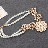 Dammode Elegant Faux Pearl Rhinestone Flower Bib Collar Halsband Choker