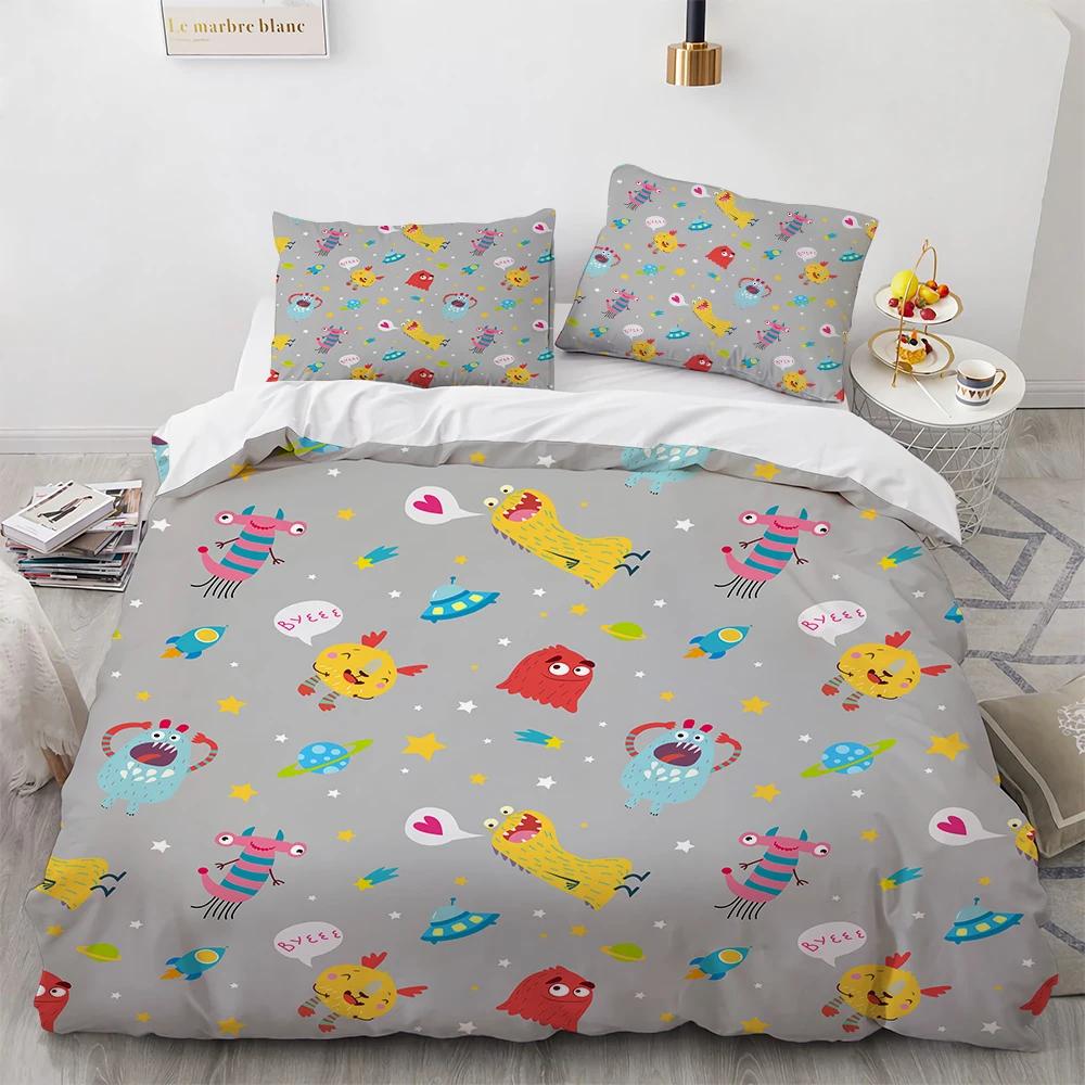 Comforter Microorganism Bacteria Comforter Bedding Set For Winter Little Monster Pathogen Be Riotous With Colour 3D