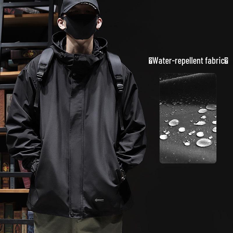 Мужская водонепроницаемая ветрозащитная куртка 3-в-1: Функциональная весенне-осенняя одежда для альпинизма и повседневного ношения XL чёрный