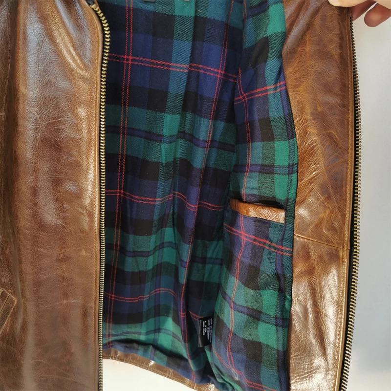 Chinese Size Oil Waxed Cowhide Genuine Leather Jacket Men Color Changes Slim Fit Real Skin Coat Autumn Chaqueta Cuero Hombre Mens Jackets