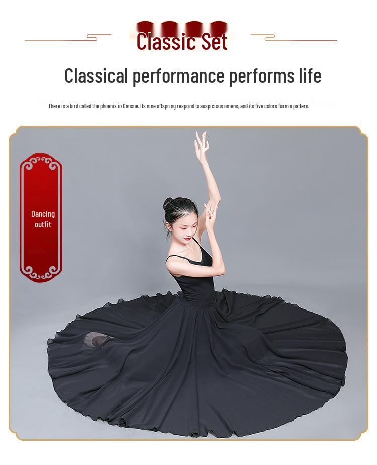 Agent 720° Double Layer Chiffon Dance Skirt for Women - Solid Color Long Midi Skirt