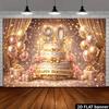 2D 50th Birthday Backdrop Gold Diamond Number 50 with Crown Party Photo Booth Banner