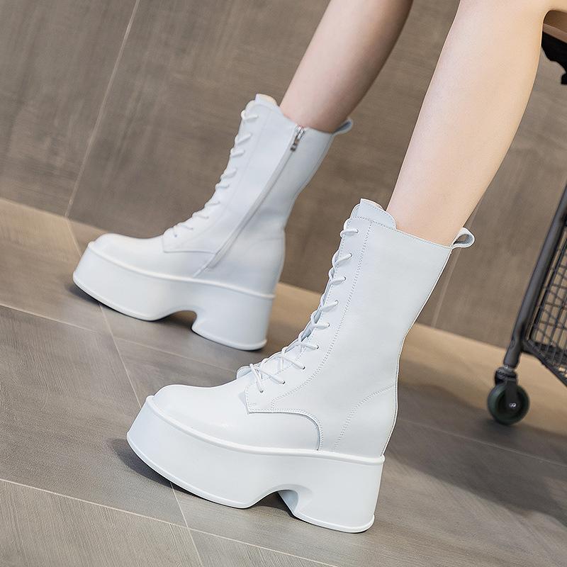 

Женские ботинки Мартин 2025 осень и зима кожаные ботинки на толстой подошве с внутренней платформой на толстом каблуке полусапоги простые и универсальные тренд британский 39