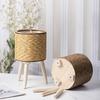 Handcrafted Yellow Rattan Plant Stand Durable And Portable Holder For Showcasing Green In Homes Offices Or Patios