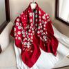 90cm Floral Print Silk Square Scarf Women Luxury Satin Shawls Neckerchief Wrap Scarves Bandana Hair Hjiab Bohemian