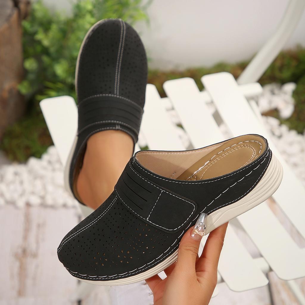 Fashion Women's Vintage Style Solid Color Mules Composite Toe Platform Heel Shoes Man-Made Inner Insole Faux Sole Spring Season Slipper