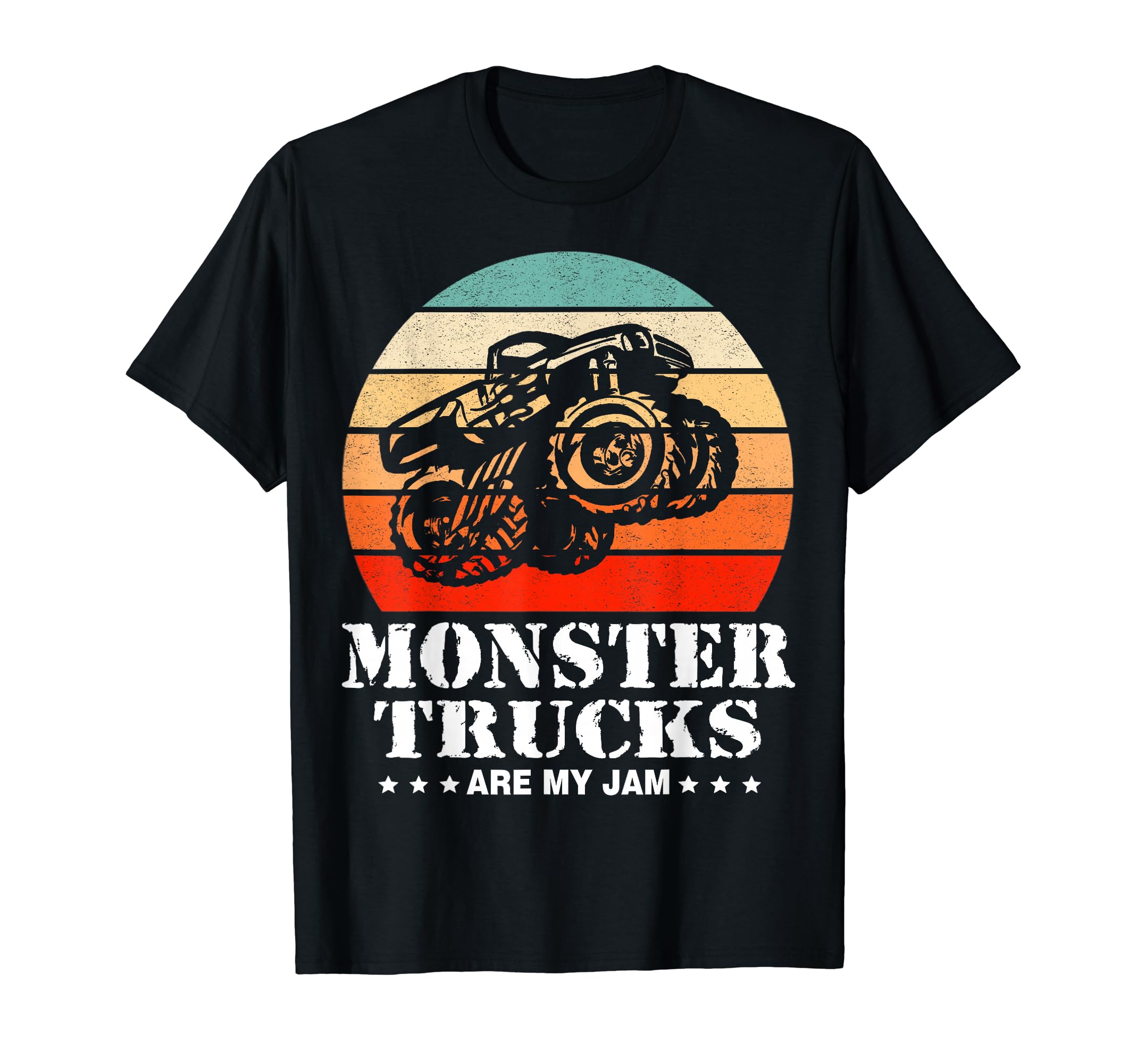 

Vintage Monster Truck Are My Jam Retro Sunset Cool Engines T-Shirt