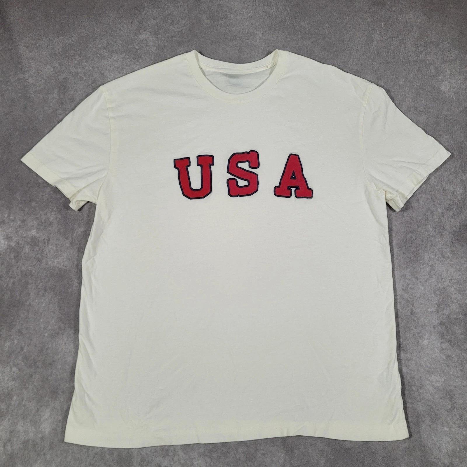 

Trendy Fashionable Fun USA Logo Simple Luxurious Casual Tshirt Mens and Womens Luxury Brand Top M