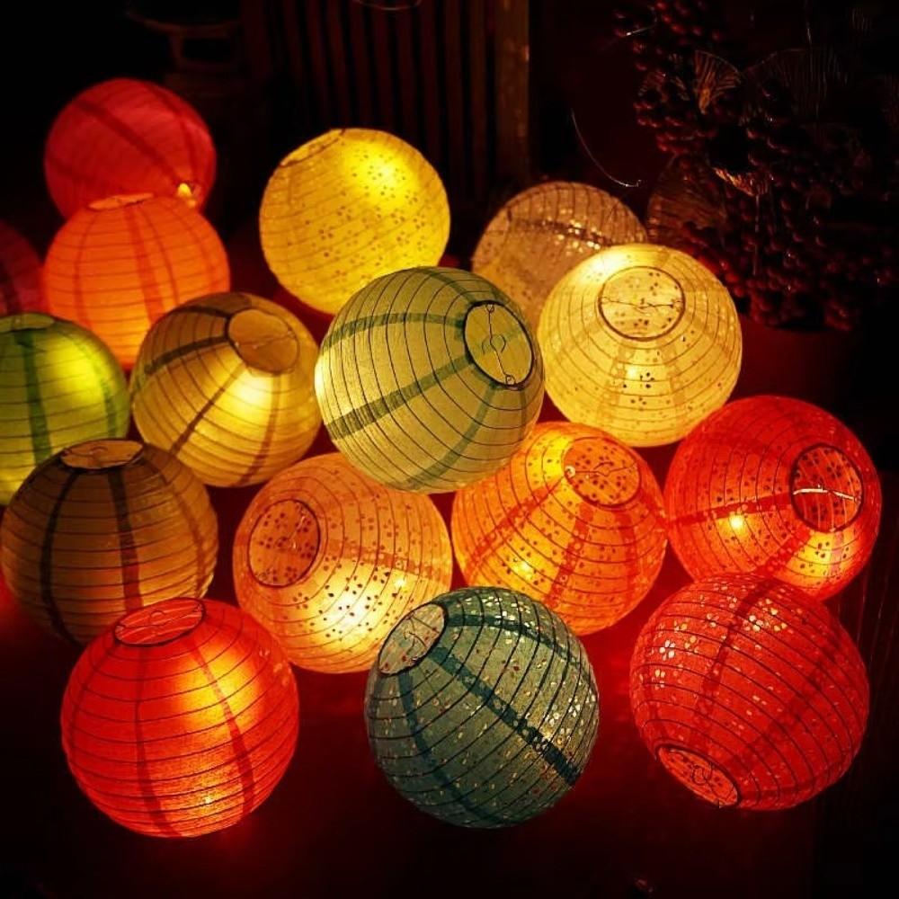 Round Festival Lanterns Ancient Style Handheld Lantern Kids DIY Craft Lantern Mid-Autumn